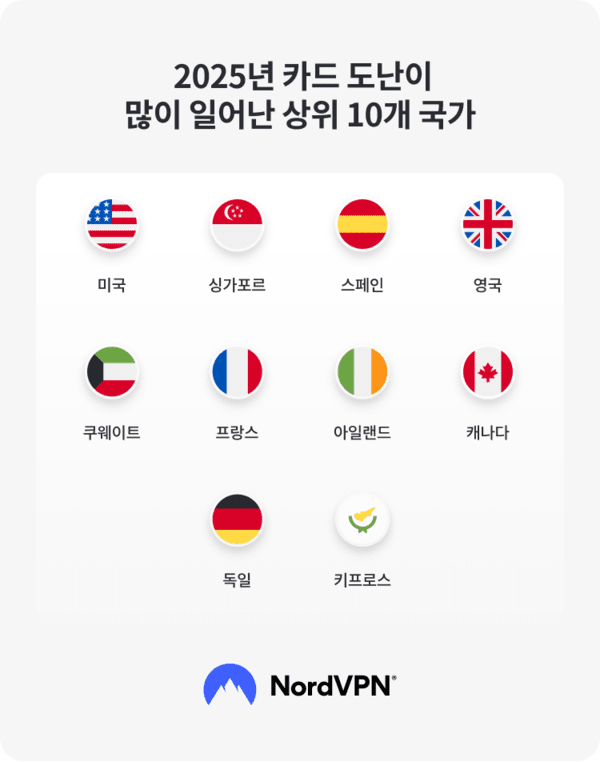 카드 도난이 많은 주요 10개국 / 사진 노드VPN