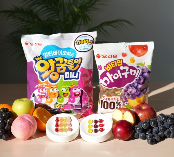 오리온이 대표 젤리 마이구미와 왕꿈틀이를 건강 기능성 제품으로 11일 재출시했다. / 사진 오리온