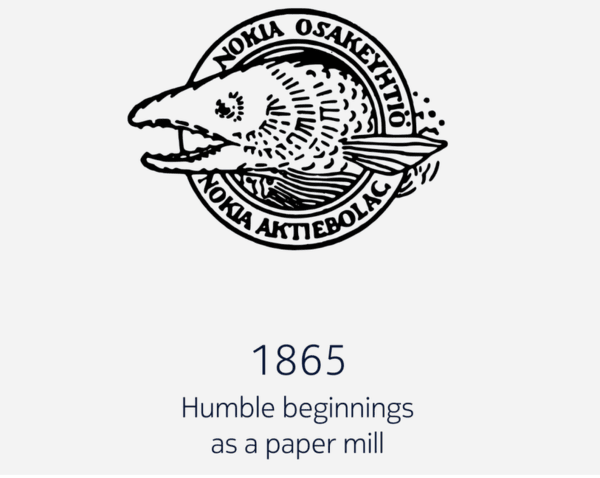1865년 종이 공장으로 시작한 노키아 로고 / 사진 노키아 홈페이지 갈무리
