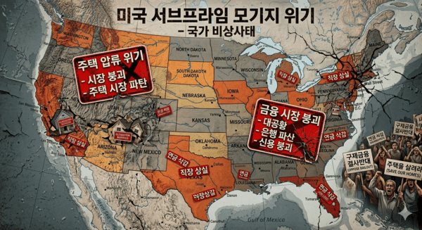 2008년 미국에서 발생한 서브프라임 모기지 위기 당시 분위기를 설명하는 이미지 / 사진 제미나이로 생성