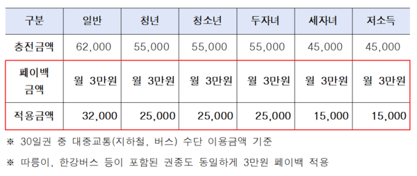 기후동행카드 사용료와 페이백 금액 등을 설명하는 이미지 / 사진 서울시