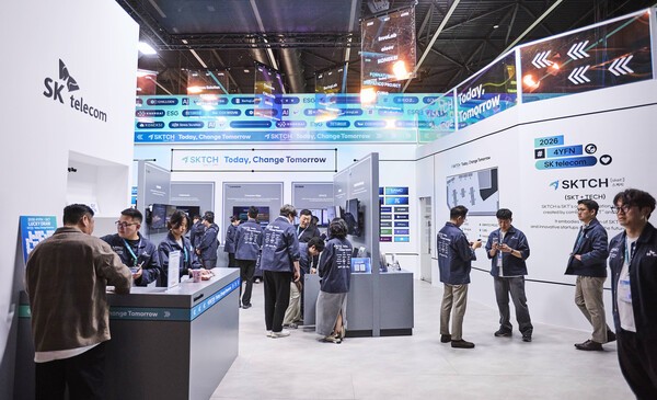 SKT의 ESG 스타트업 육성 프로그램을 소개하는 부스 모습 / 사진 SKT