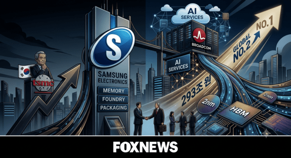Samsung Electronics signed a memorandum of understanding on July 24 (local time) with Broadcom regarding semiconductor cooperation worth KRW 293 trillion. / Photo generated by COXNEWS using Gemini (AI)